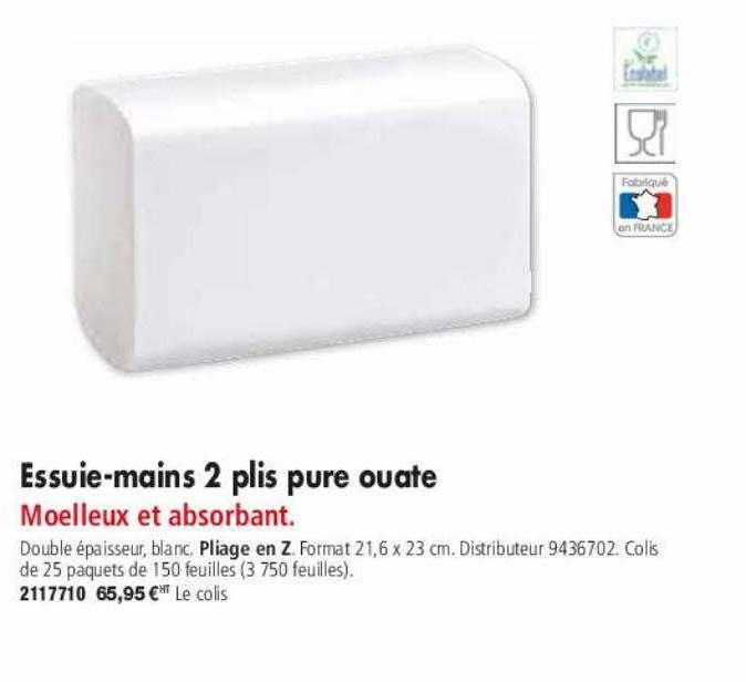 essuie-mains 2 plis pure ouate