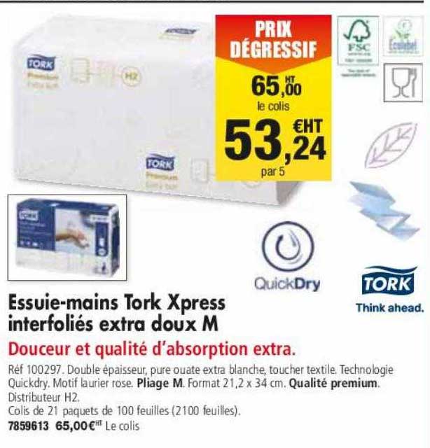 Essuie-mains Tork Xpress Interfoliés Extra Doux M