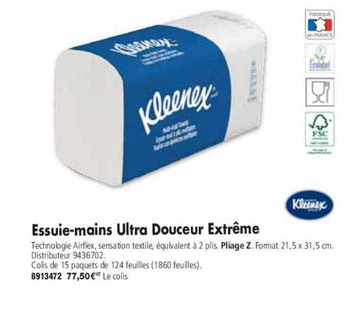 essuie-mains ultra douceur extrême kleenex