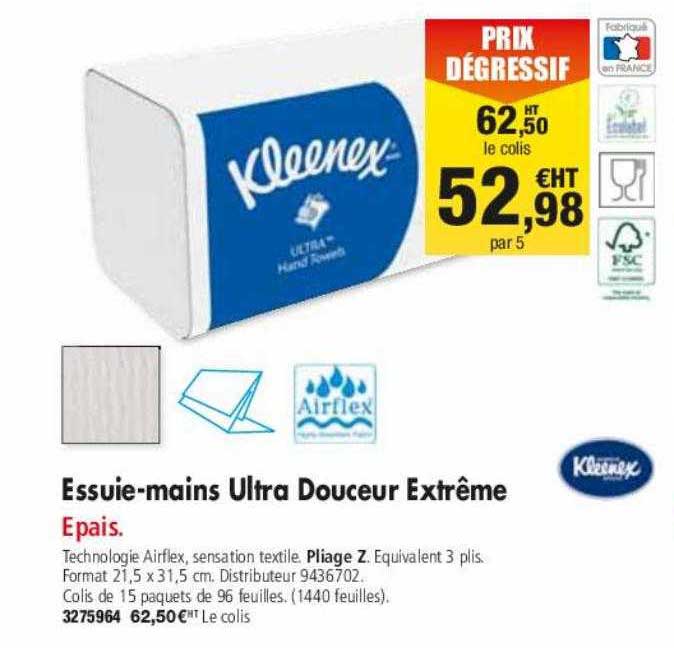essuie-mains ultra douceur extrême kleenex