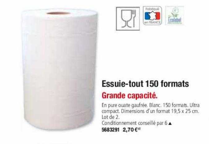 essuie-tout 150 formats