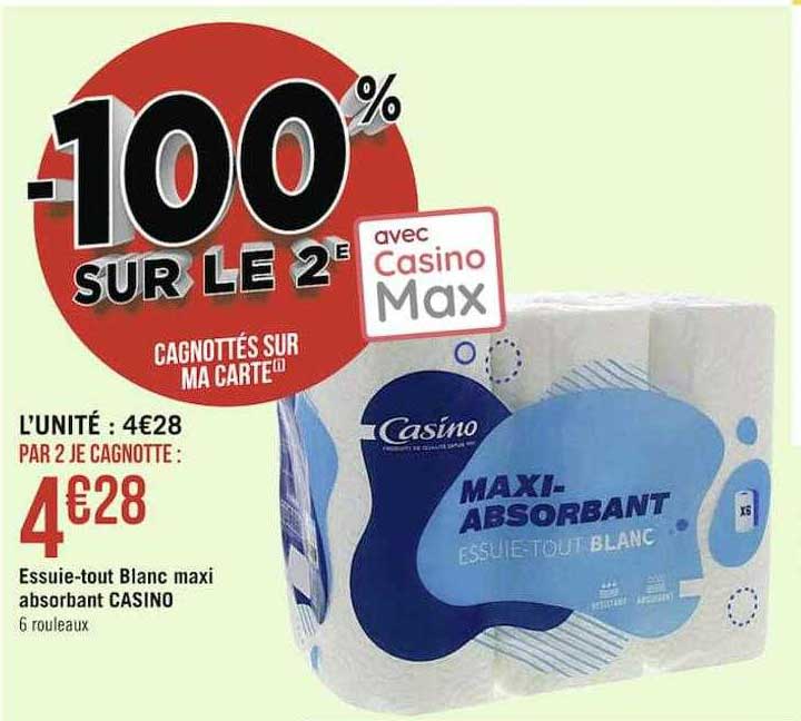 essuie-tout blanc maxi absorbant casino
