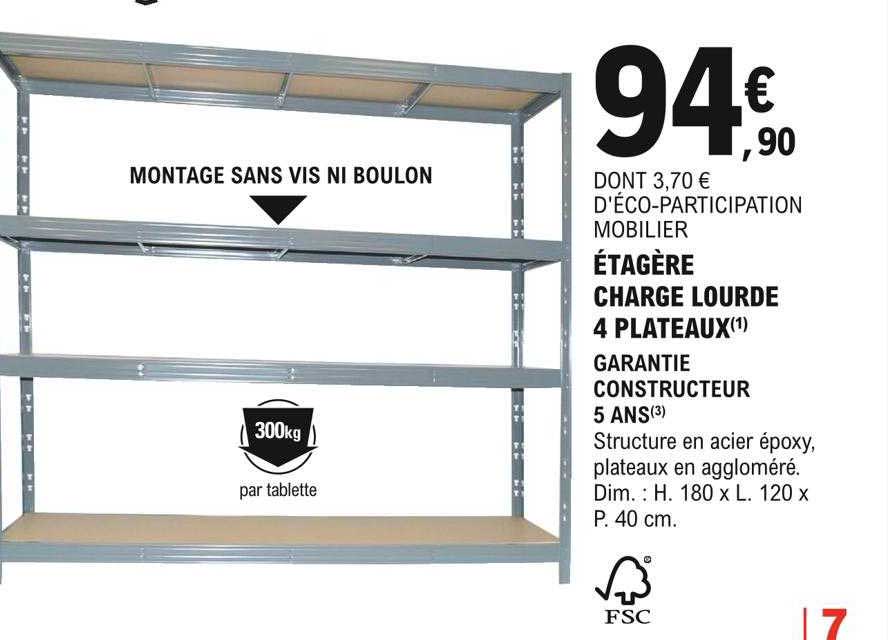 étagère charge lourde 4 plateaux