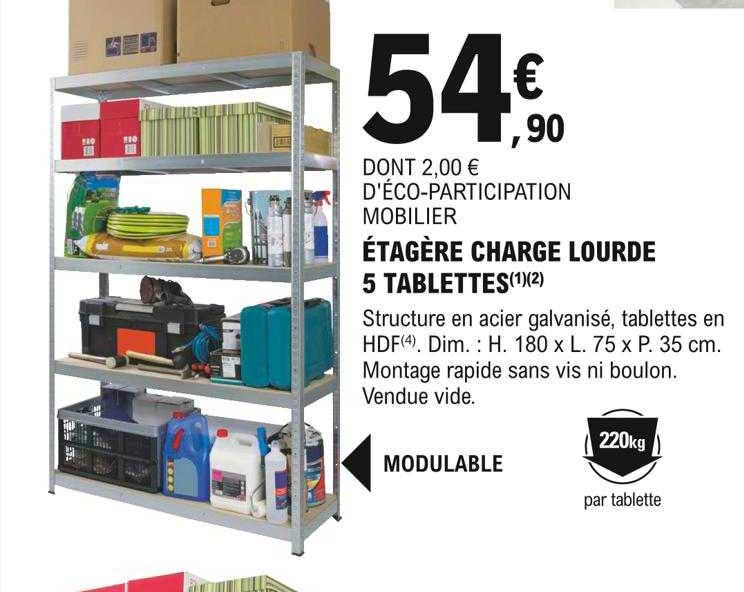 étagère charge lourde 5 tablettes