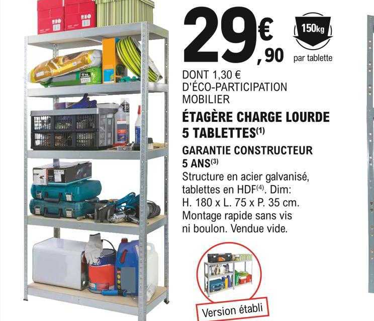 étagère charge lourde 5 tablettes