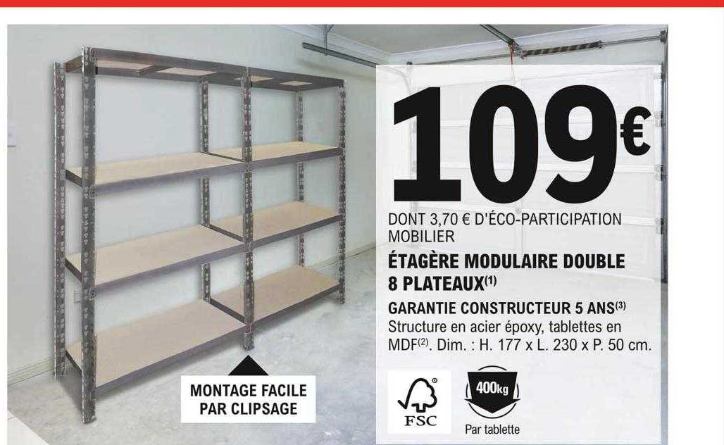 étagère modulaire double 8 plateaux