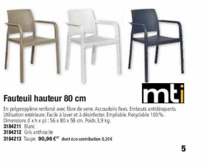 fauteuil hauteur 80 cm