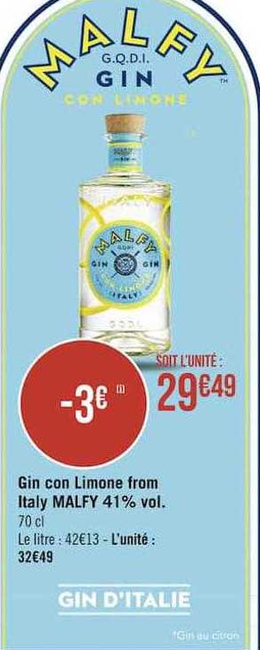 gin con limone from italy malfy 41% vol.