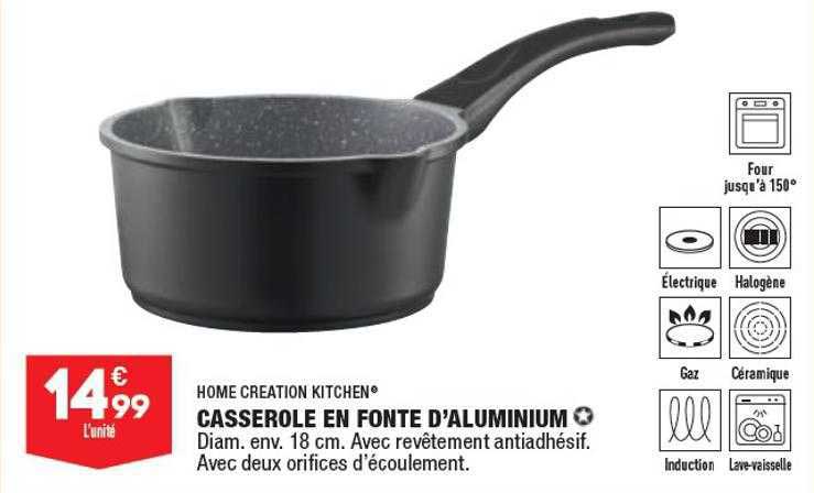 home creation kitchen casserole en fonte d'aluminium