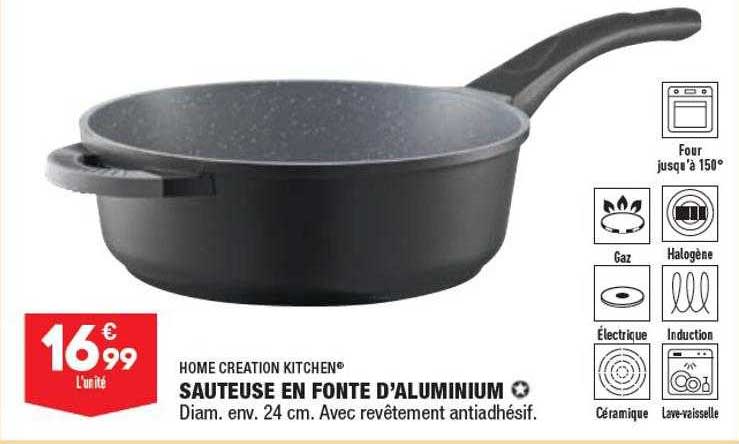 home creation kitchen sauteuse en fonte d'aluminium