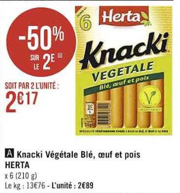 Knacki Végétale Blé, Oeuf Et Pois Herta