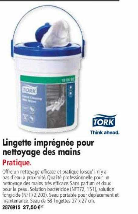 lingette imprégnée pour nettoyage des mains