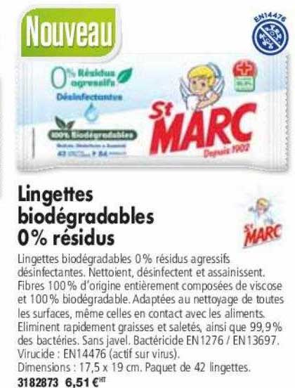 lingettes biodégradables 0% résidus st marc