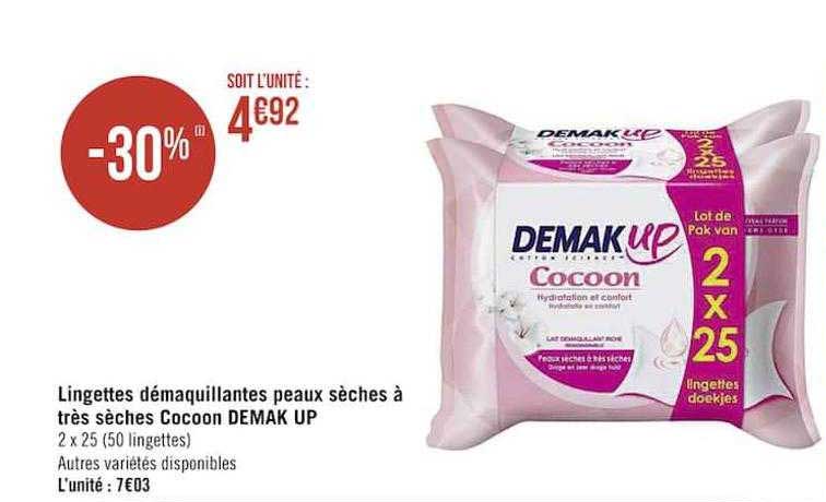 lingettes démaquillantes peaux sèches à très sèches cocoon demak'up
