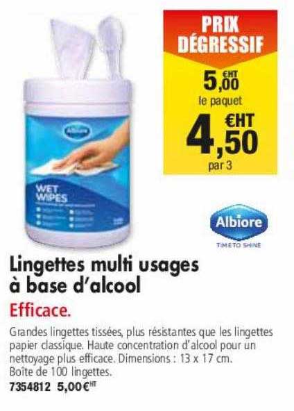 lingettes multi usages à base d'alcool