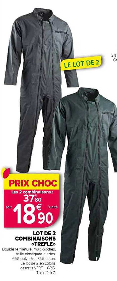 lot de 2 combinaisons «trefle»