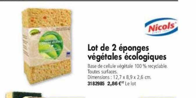 lot de 2 éponges végétales écologiques nicols'