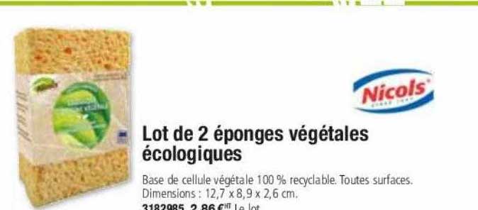 lot de 2 éponges végétales écologiques nicols'