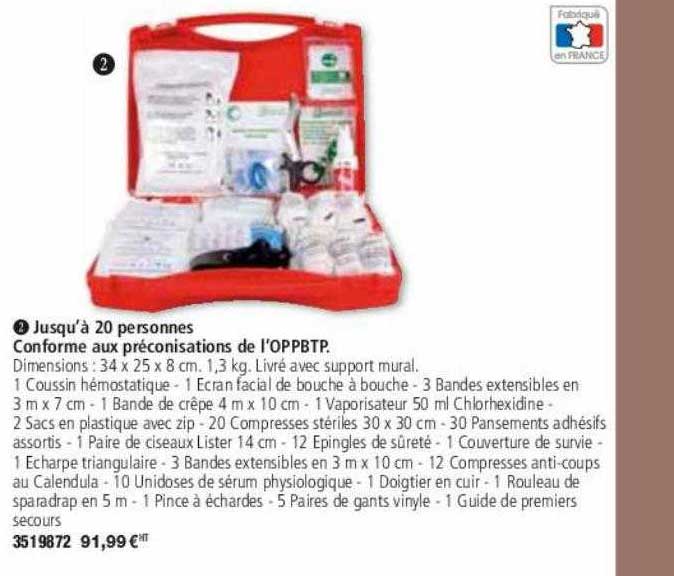 mallette 1ers secours btp jusqu'à 20 personnes