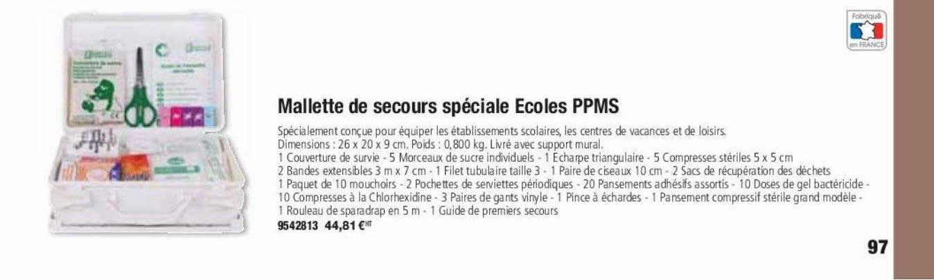 Mallette De Secours Spéciale Ecoles Ppms