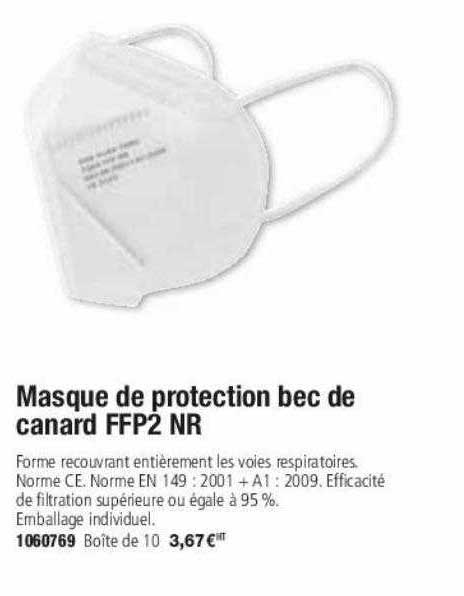 masque de protection bec de canard ffp2 nr