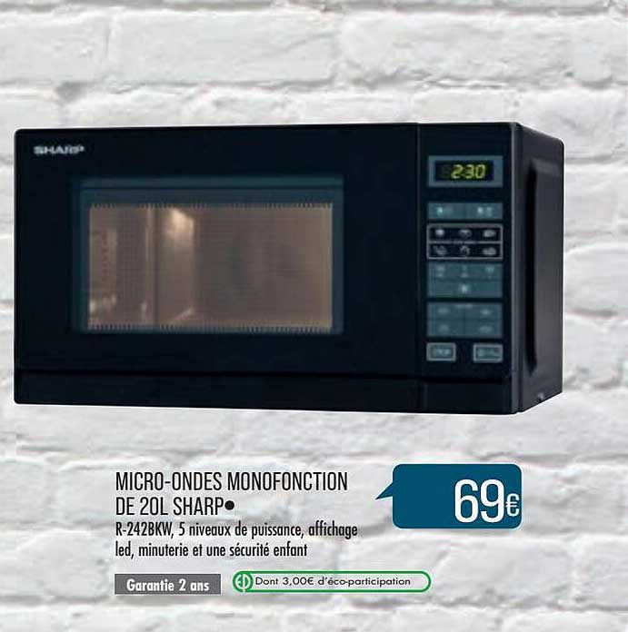 micro-ondes monofonction de 20l sharp