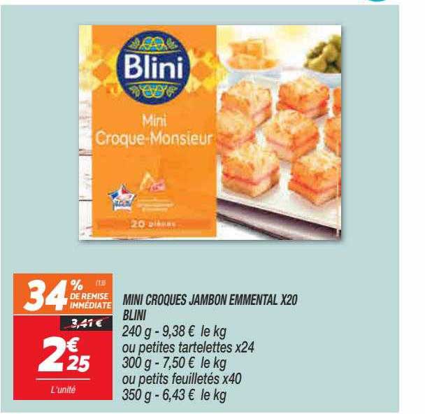 Mini Croques Jambon Emmental X20 Blini
