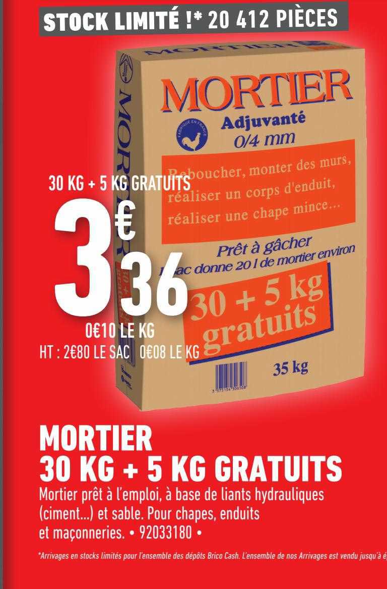 mortier 30 kg + 5 kg gratuits
