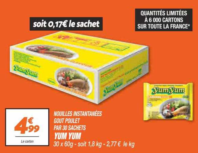 nouilles instantanées gout poulet yum yum