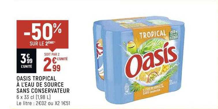 oasis tropical à l'eau de source sans conservateur