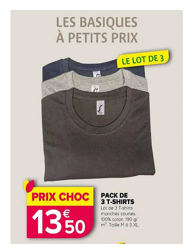 pack de 3 t-shirts