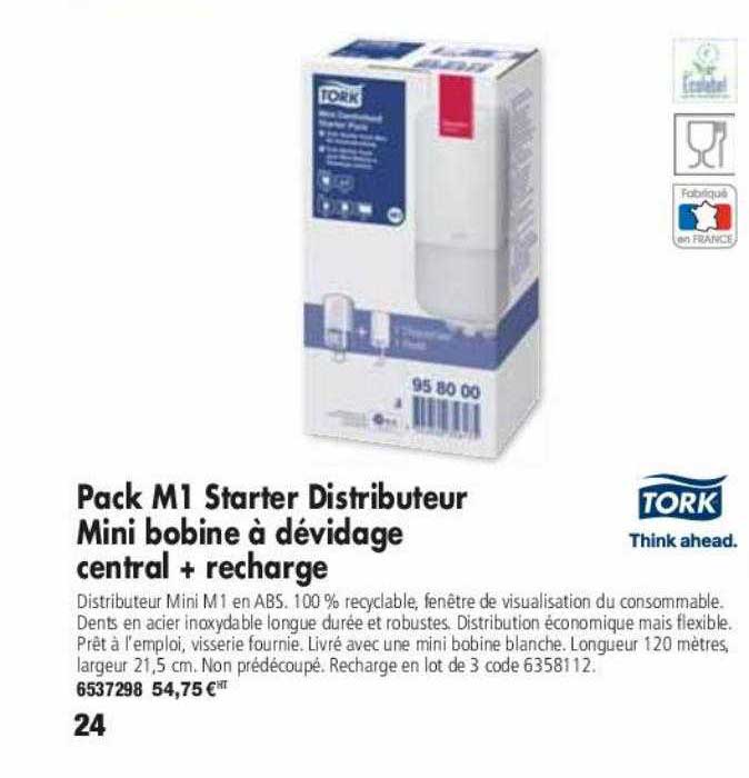 pack m1 starter distributeur mini bobine à dévidage central + recharge
