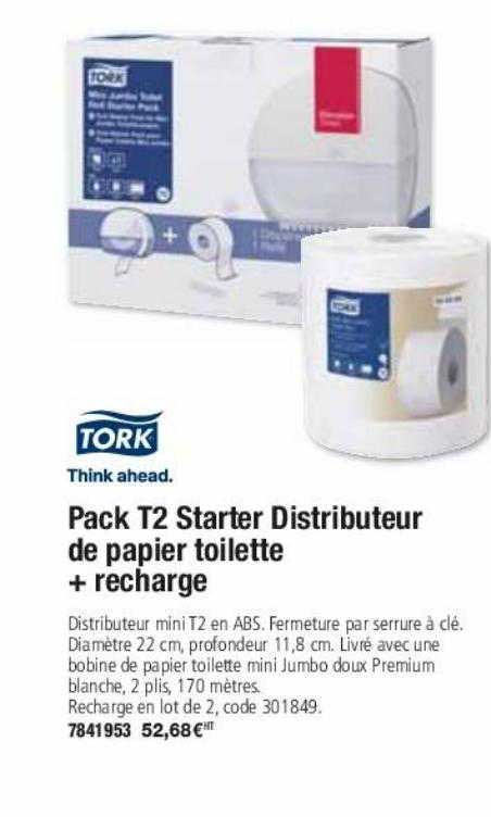 Pack T2 Starter Distributeur De Papier Toilette + Recharge