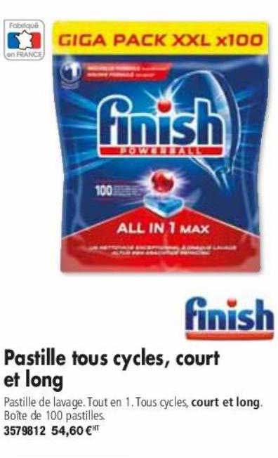 pastille tous cycles, court et long finish