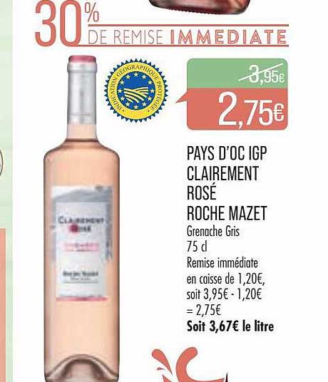 pays d'oc igp clairement rosé roche mazet