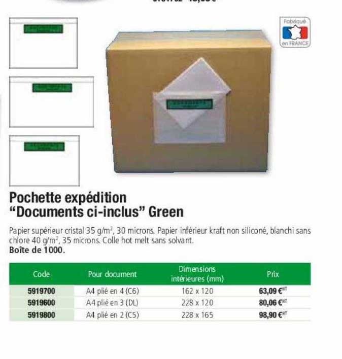 pochette expédition "documents ci-inclus" green
