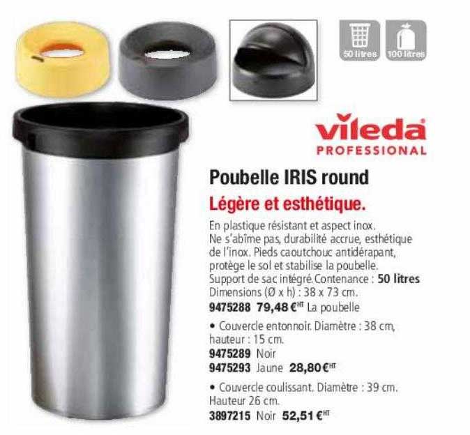 poubelle iris round vileda professional