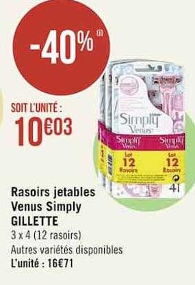 rasoirs jetables venus simply gillette