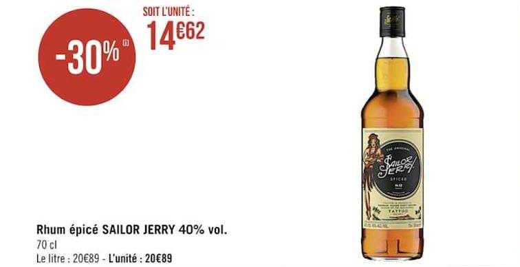rhum épicé sailor jerry 40% vol.