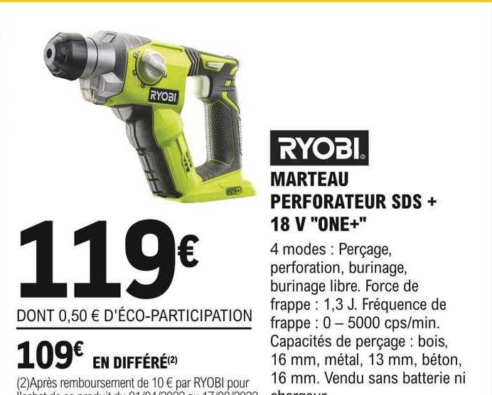 ryobi marteau perforateur sds+ 18v one+