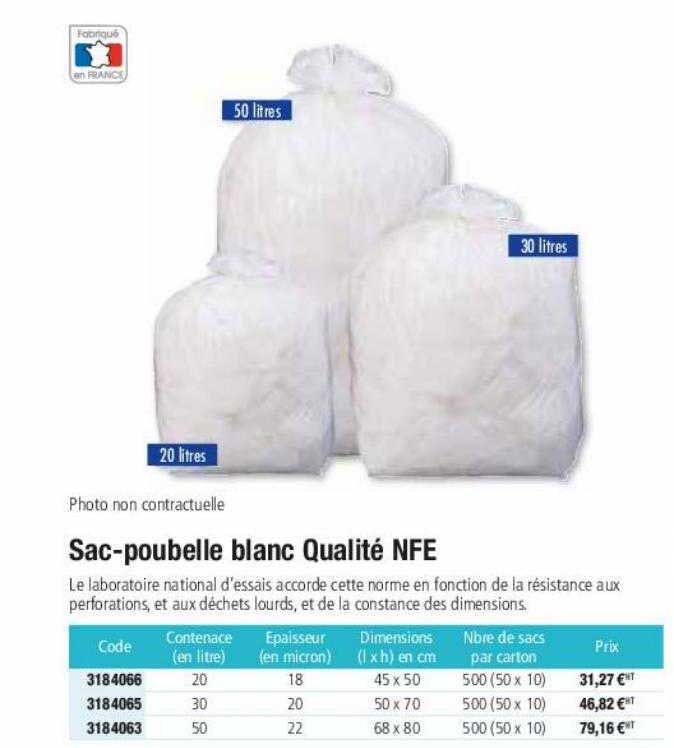 sac-poubelle blanc qualité nfe