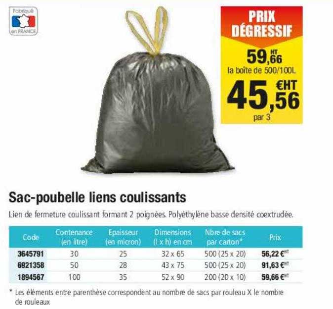 sac-poubelle liens coulissants