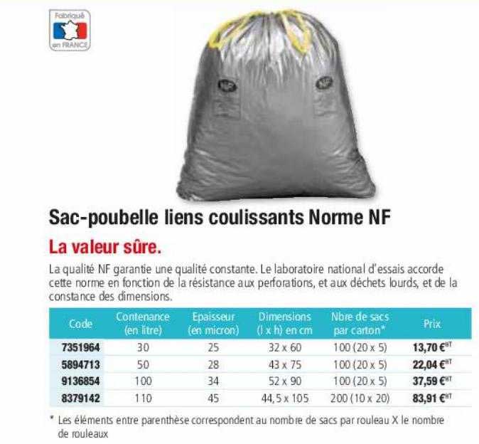 sac-poubelle liens coulissants norme nf