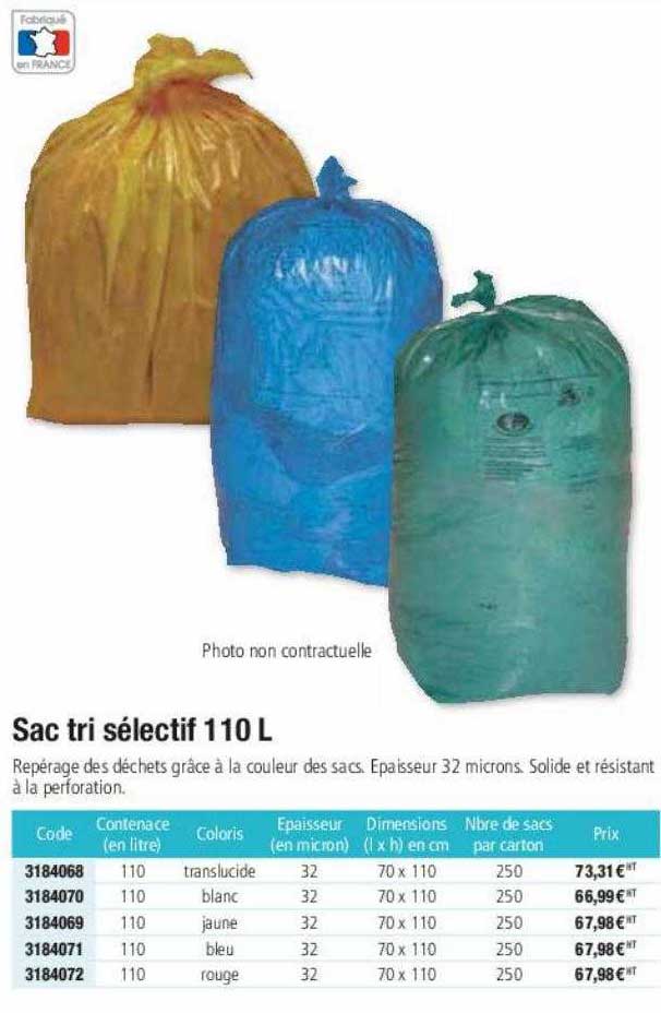 sac tri sélectif 110 l