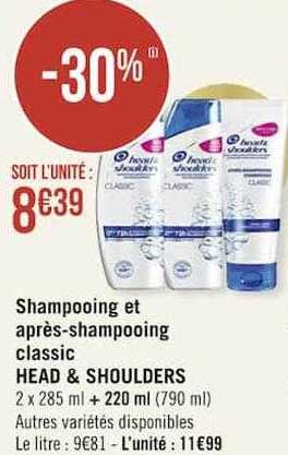 shampooing et après-shampooing classic head & shoulders