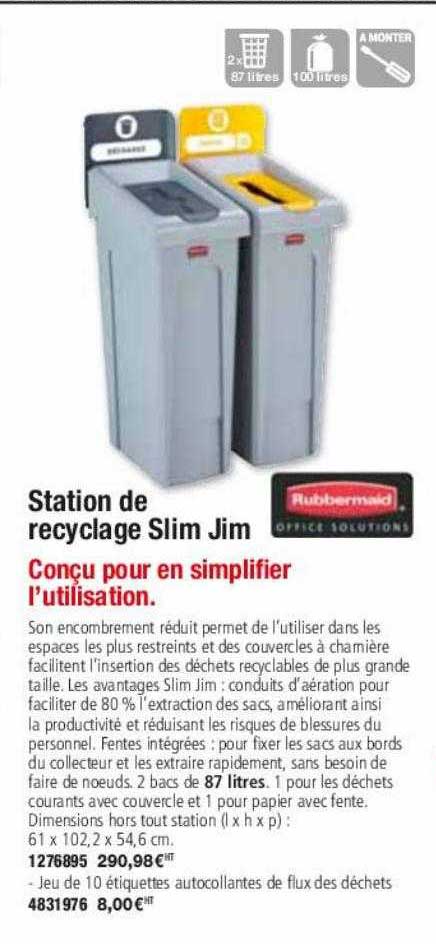 Station De Recyclage Slim Jim Rubbermaid