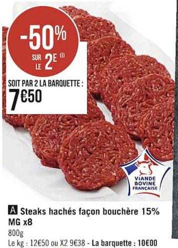 steaks hachés façon bouchère 15% mg x8