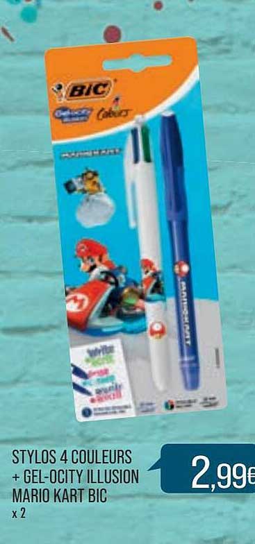Stylos 4 Coleurs + Gel-ocity Illusion Mario Kart Bic