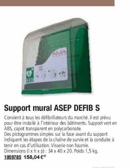 support mural asep defib s