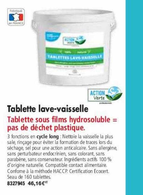 tablette lave-vaisselle action verte